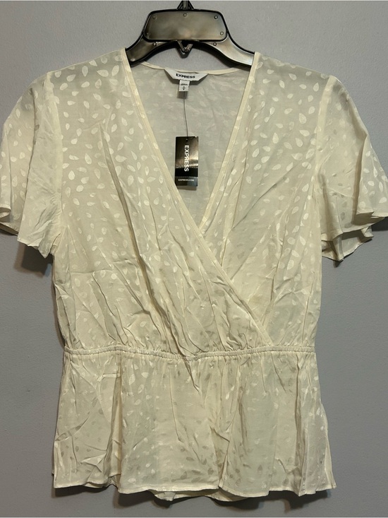 Express Tops - Express Ivory Crossover Blouse